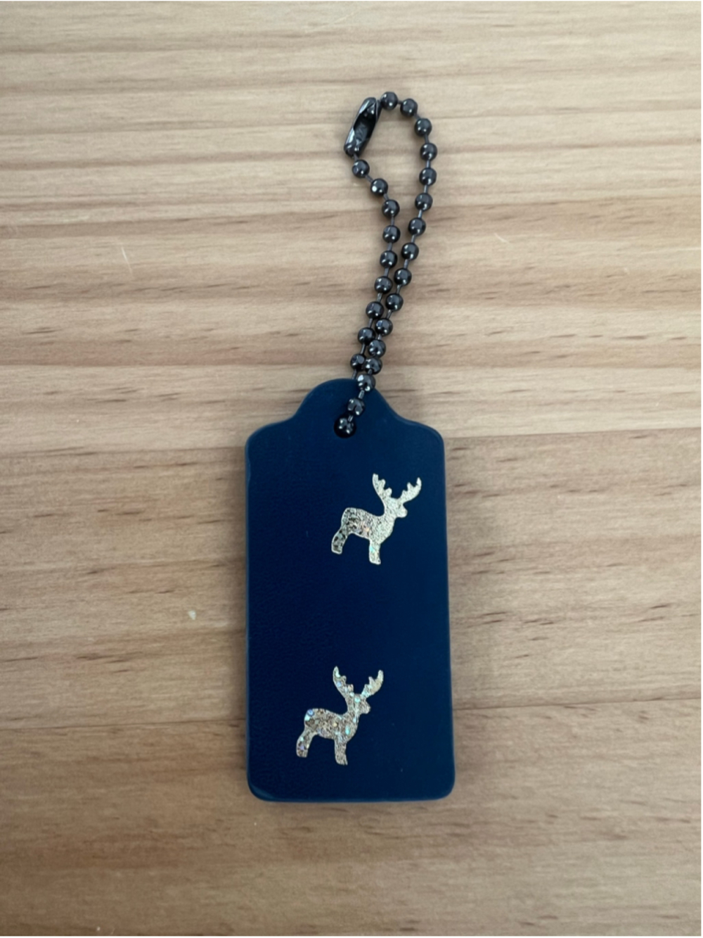 Coach Blue and Gold Reindeer Christmas Holiday Leather Bag Charm Small Bag Charm
